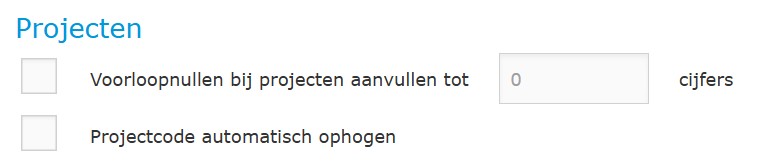 Online Urenregistratie bedrijfsinstellingen voor projecten