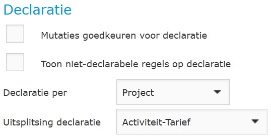 Online urenregistratie bedrijfsinstellingen voor declaraties