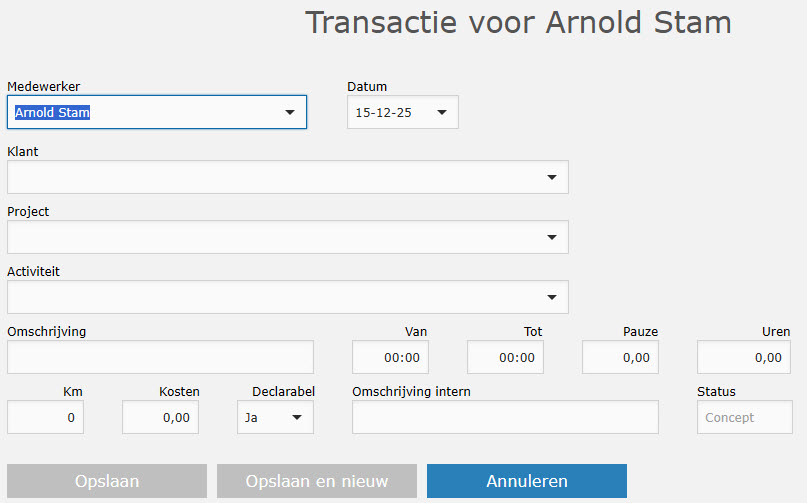 Eenvoudige urenregistratie