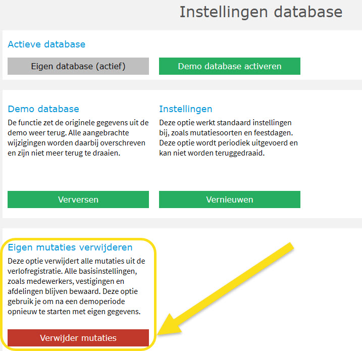 Verwijderen mutaties uit verlofregistratie
